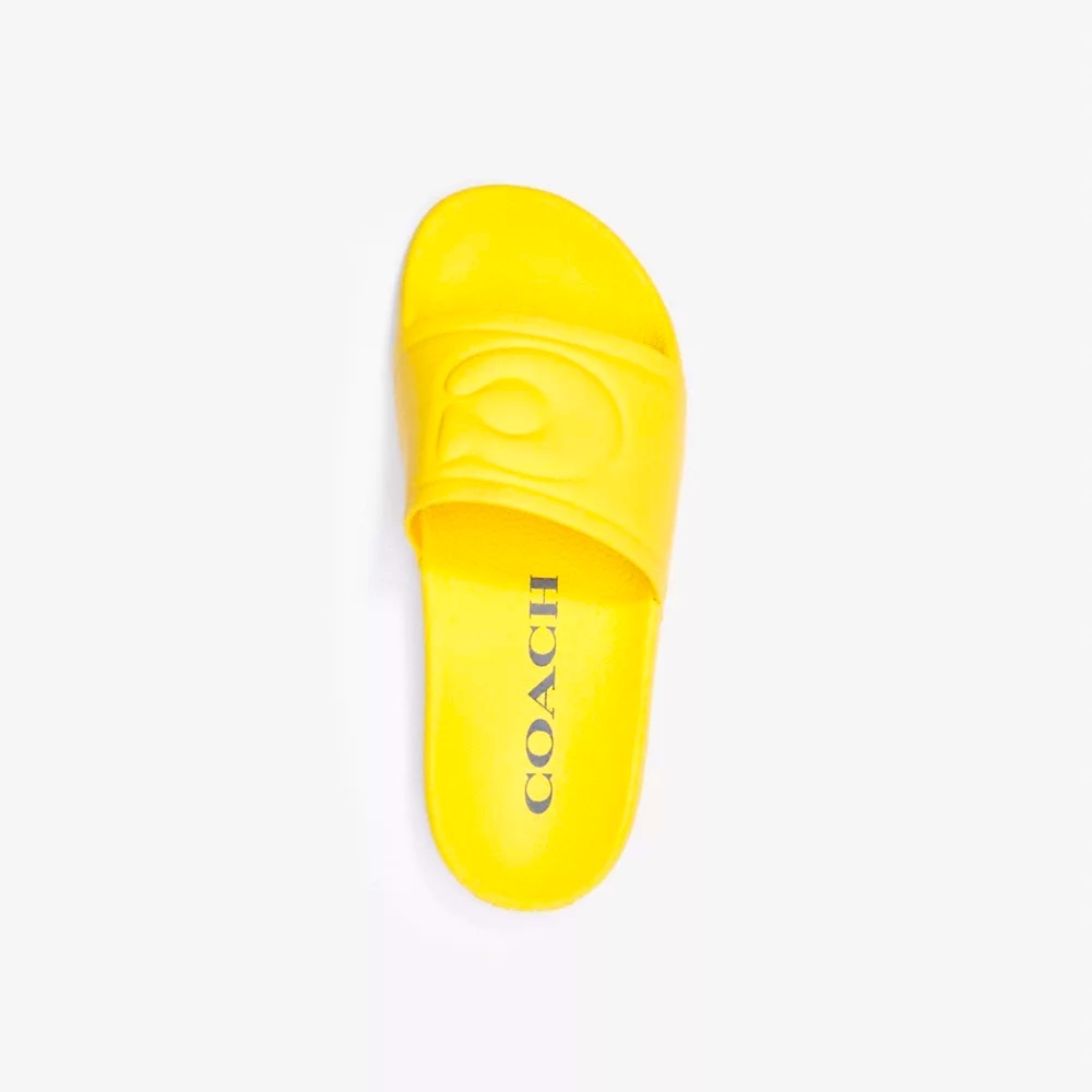 Coach yellow rubber slide